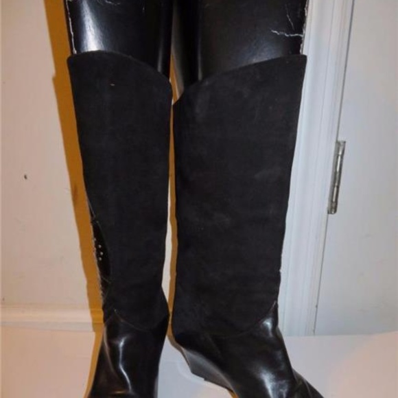 BLOOMINGDALE'S BLACK SUEDE LEATHER BOOTS 38.5 - Picture 2 of 7